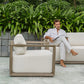 Remsen Outdoor Lounge Chair, Weathered Gray/Oyster