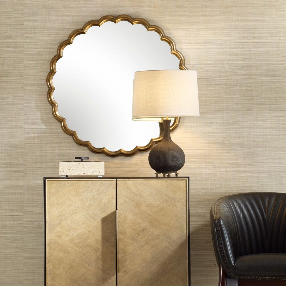 Cerrito Round Mirror, Brass