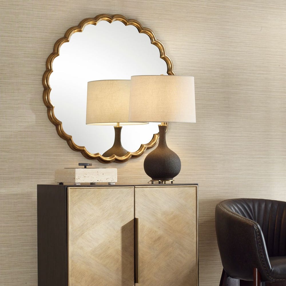 Cerrito Round Mirror, Brass
