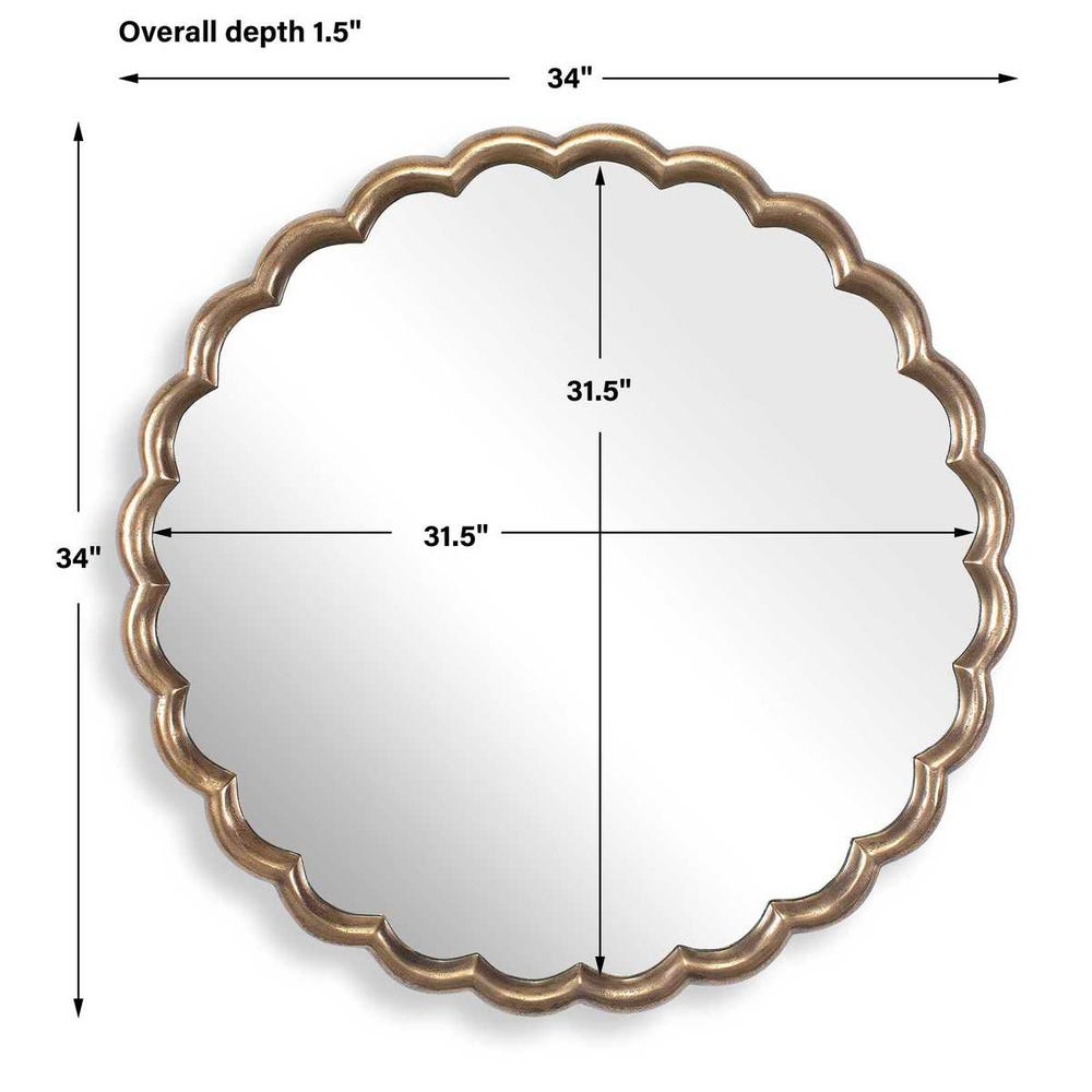 Cerrito Round Mirror, Brass