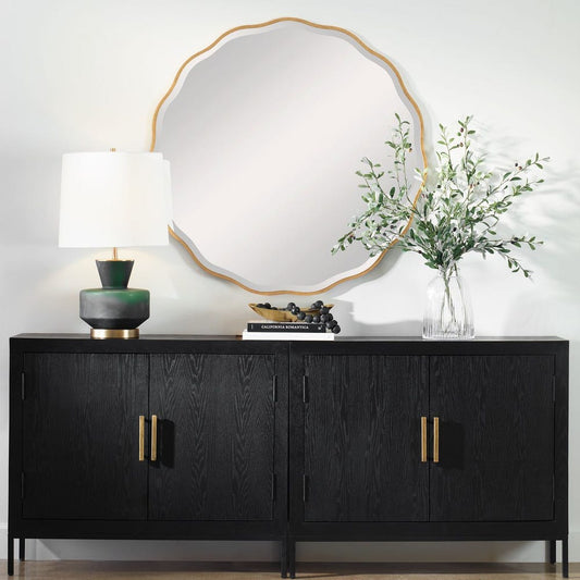 Aneta Round Mirror, Gold