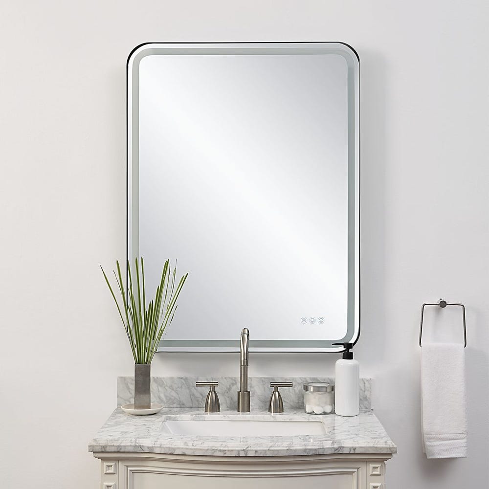Crofton Lighted Large Mirror, Black