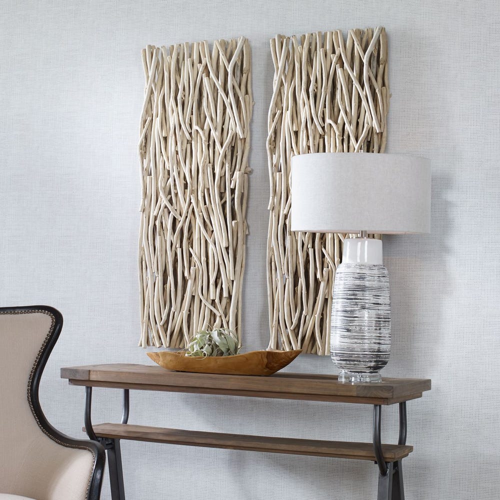 Gathered Teak Wood Wall Decor, Bleached
