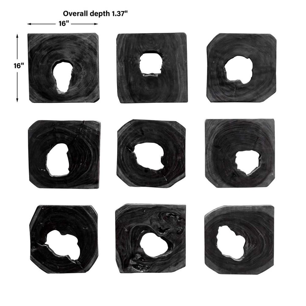 Bahati Wood Wall Decor, Ebony, S/9