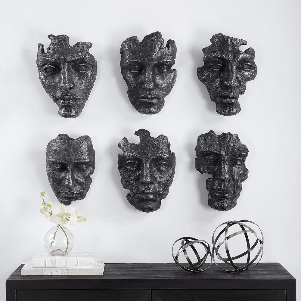Self-Portrait Wall Decor, Gray, S/6