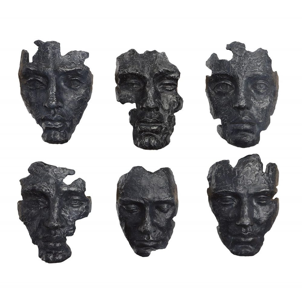 Self-Portrait Wall Decor, Gray, S/6