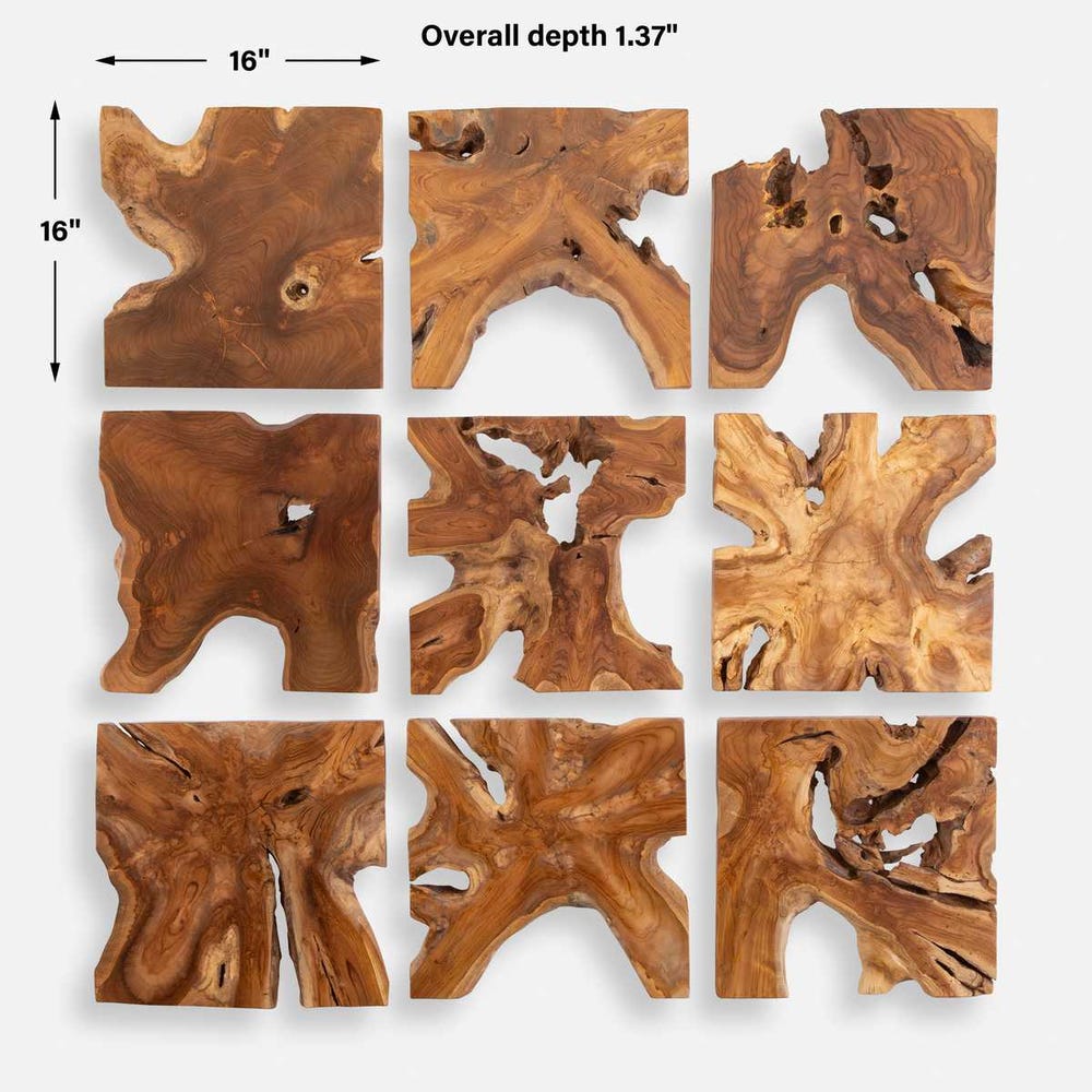 Talia Indoor-Outdoor Wood Wall Decor, S/9