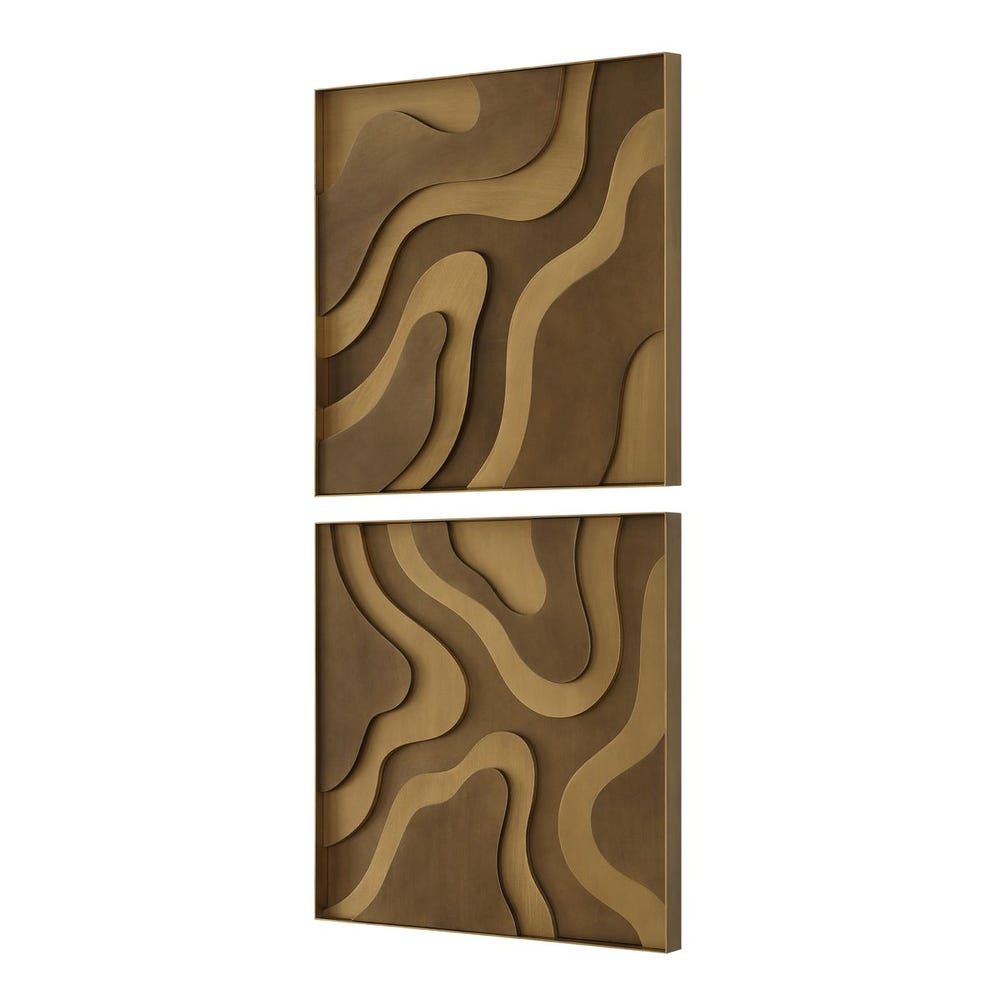 Golden Terrain Wood Wall Decor, S/2