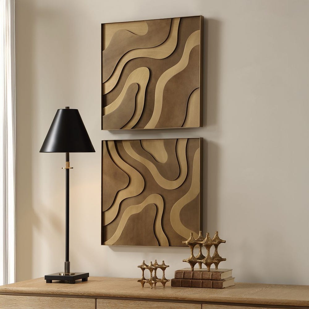Golden Terrain Wood Wall Decor, S/2