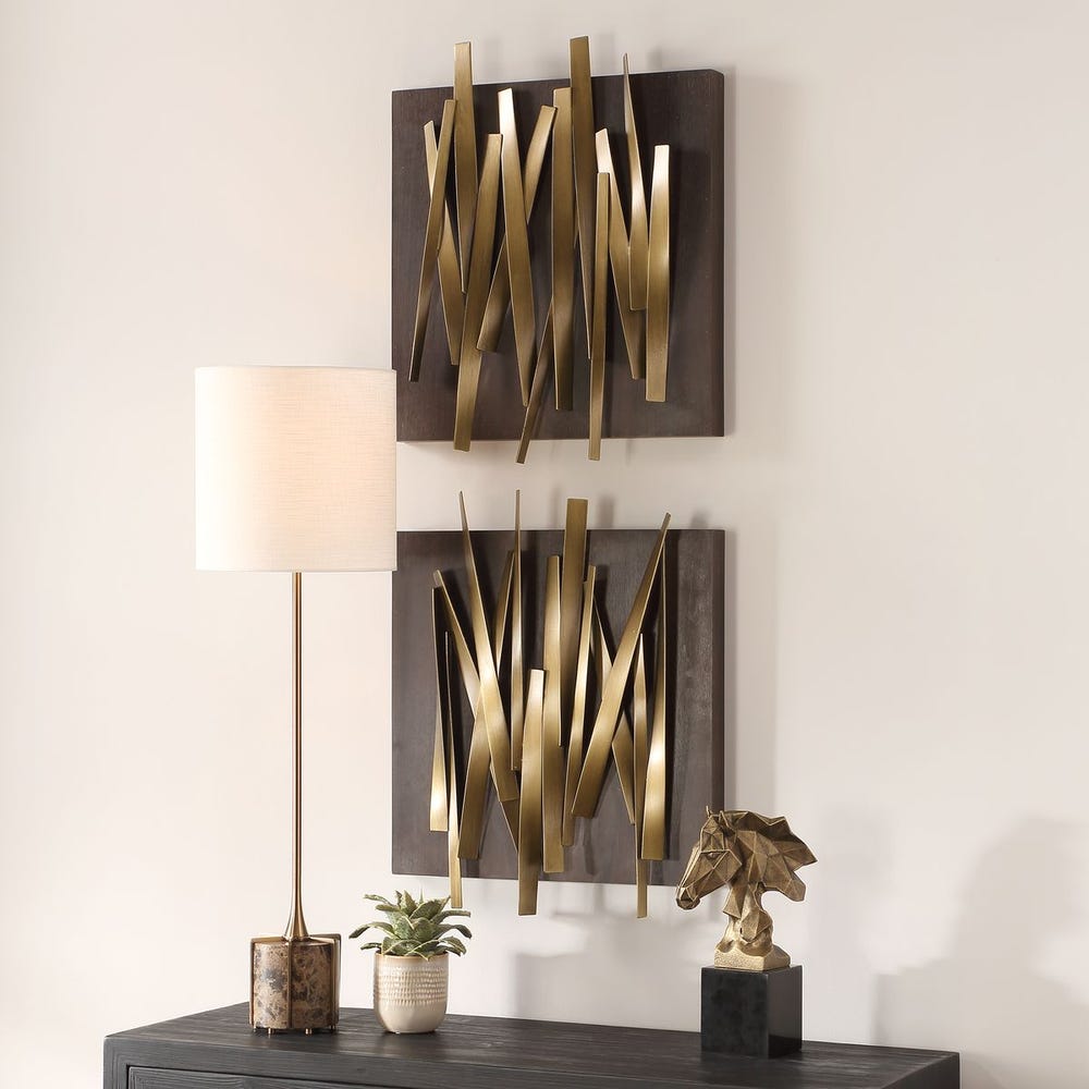 Crosshatch Metal Wall Decor, S/2