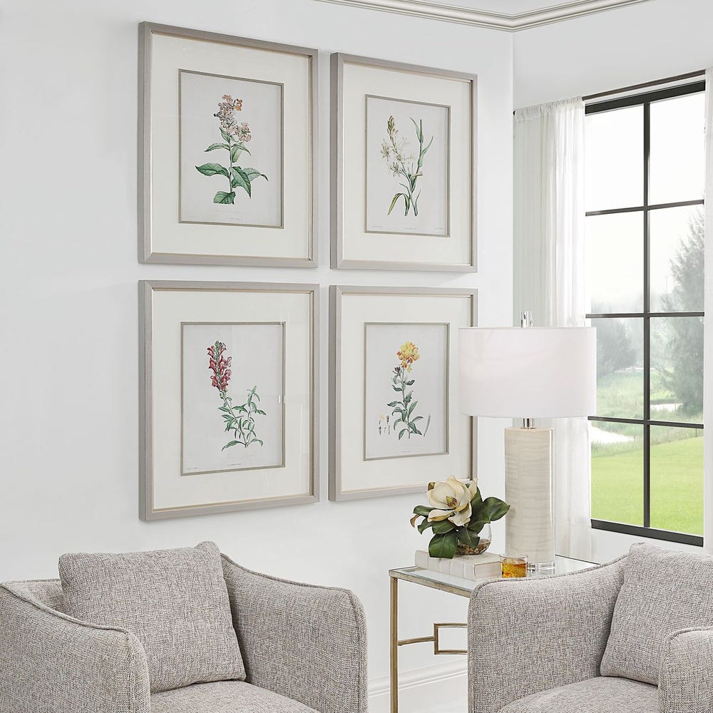 Heirloom Blooms Study Framed Prints, S/4