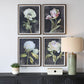 Florals on Black Framed Prints, S/4