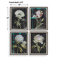 Florals on Black Framed Prints, S/4