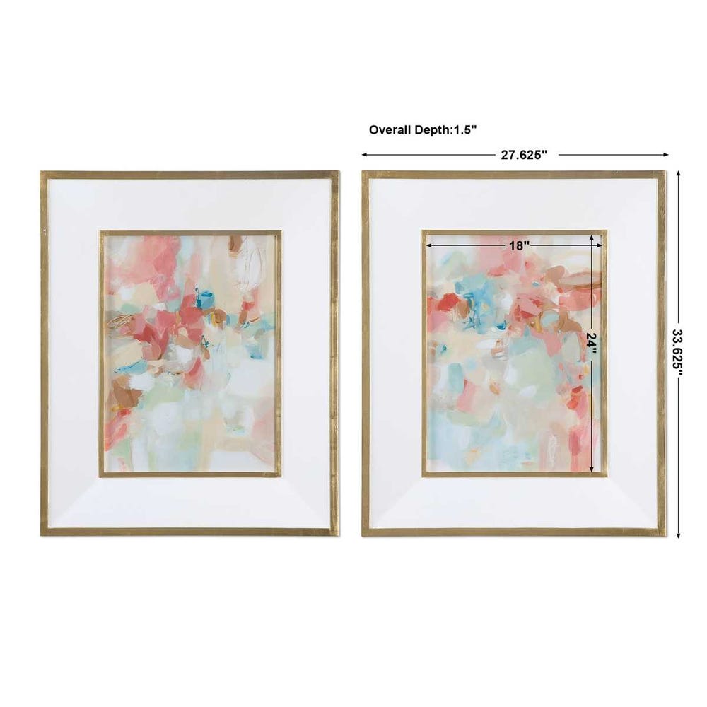 A Touch of Blush and Rosewood Fences Framed Prints, S/2