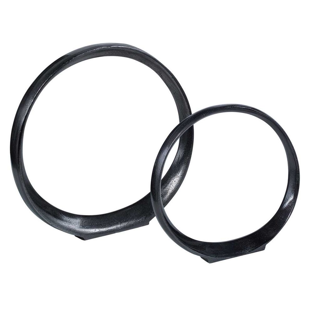 Orbits Ring Indoor-Outdoor Sculptures, Black Nickel, S/2