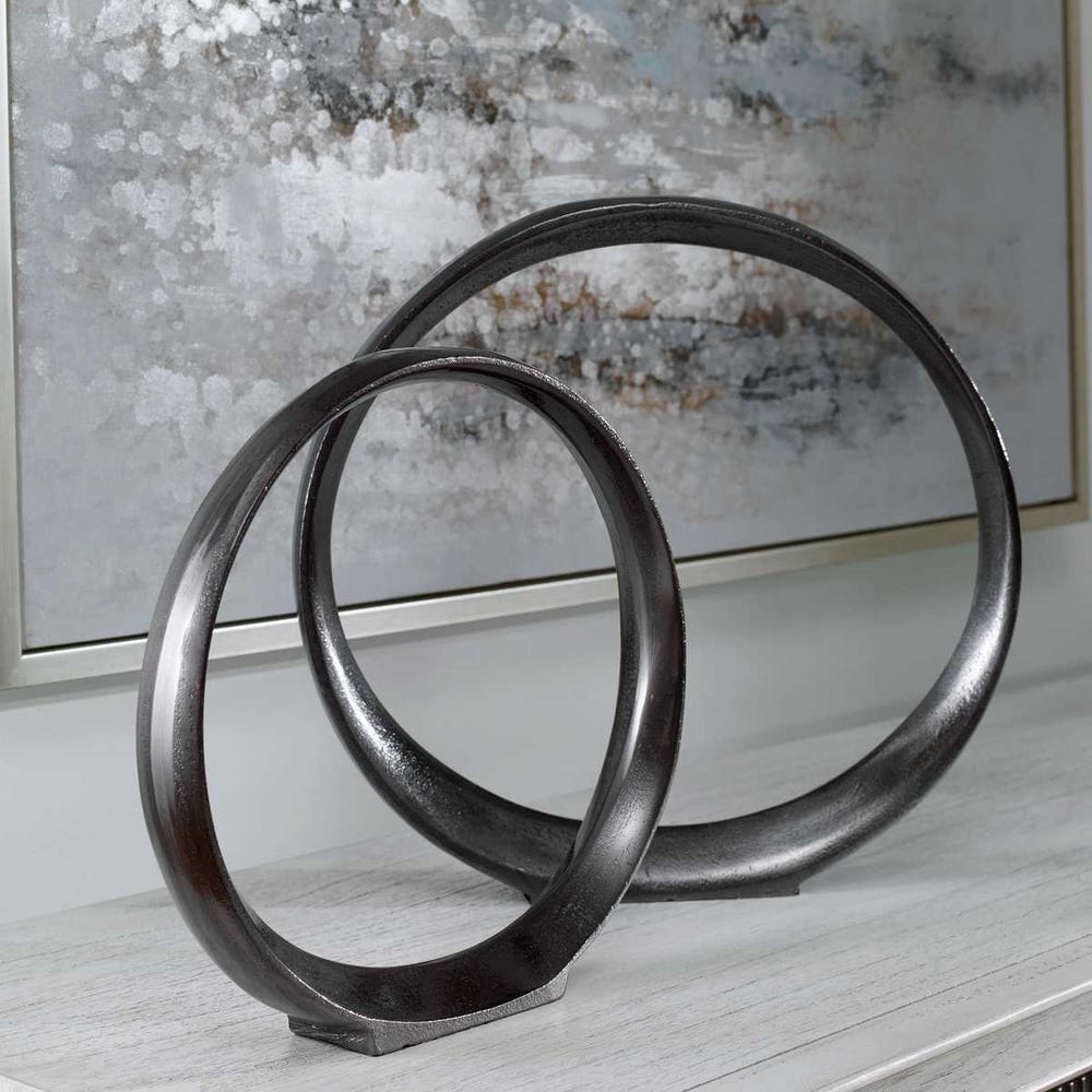Orbits Ring Indoor-Outdoor Sculptures, Black Nickel, S/2