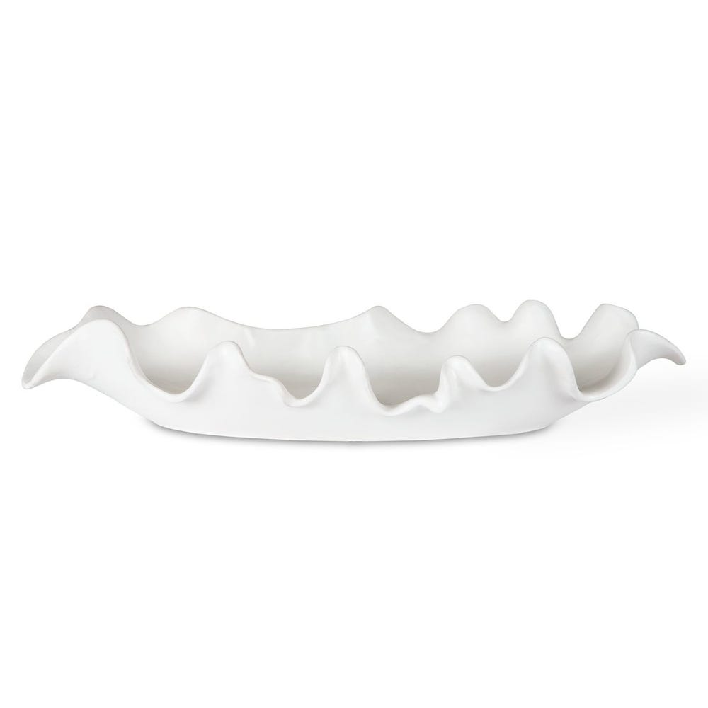 Ruffled Feathers Indoor-Outdoor Bowl, White
