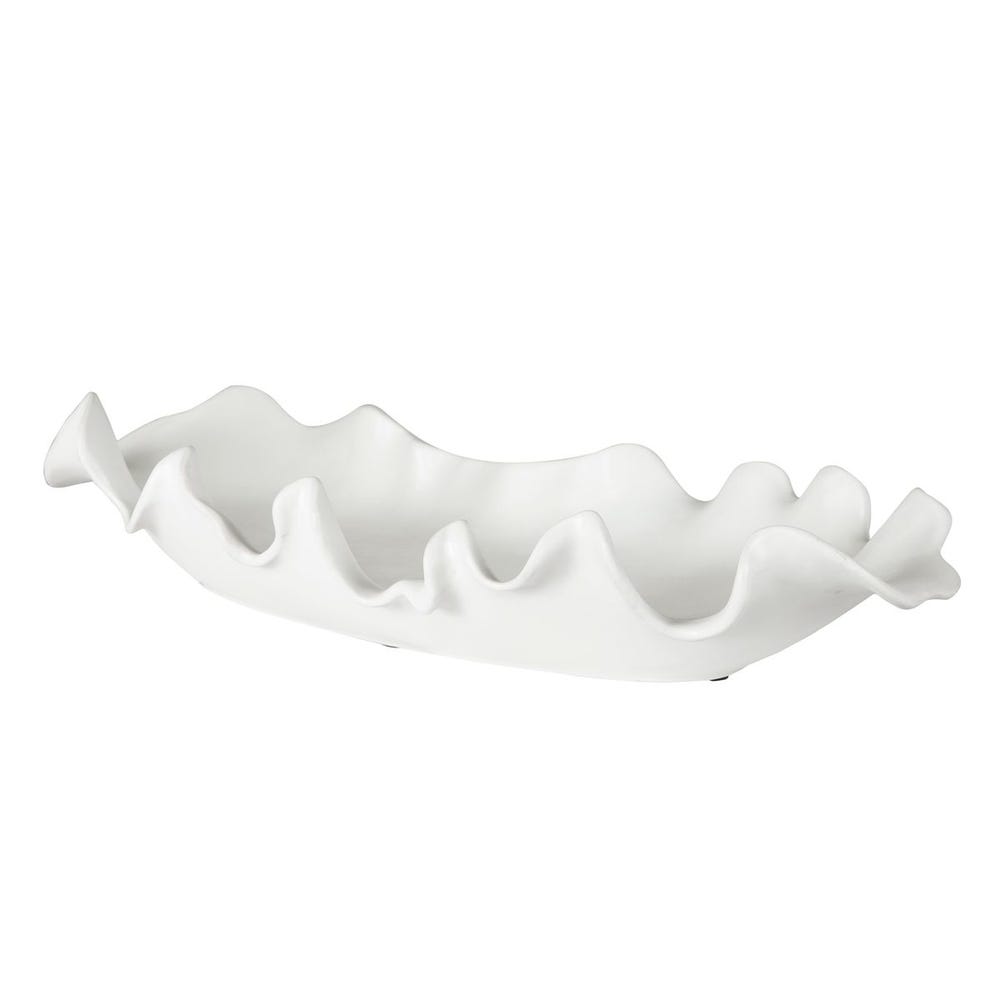 Ruffled Feathers Indoor-Outdoor Bowl, White
