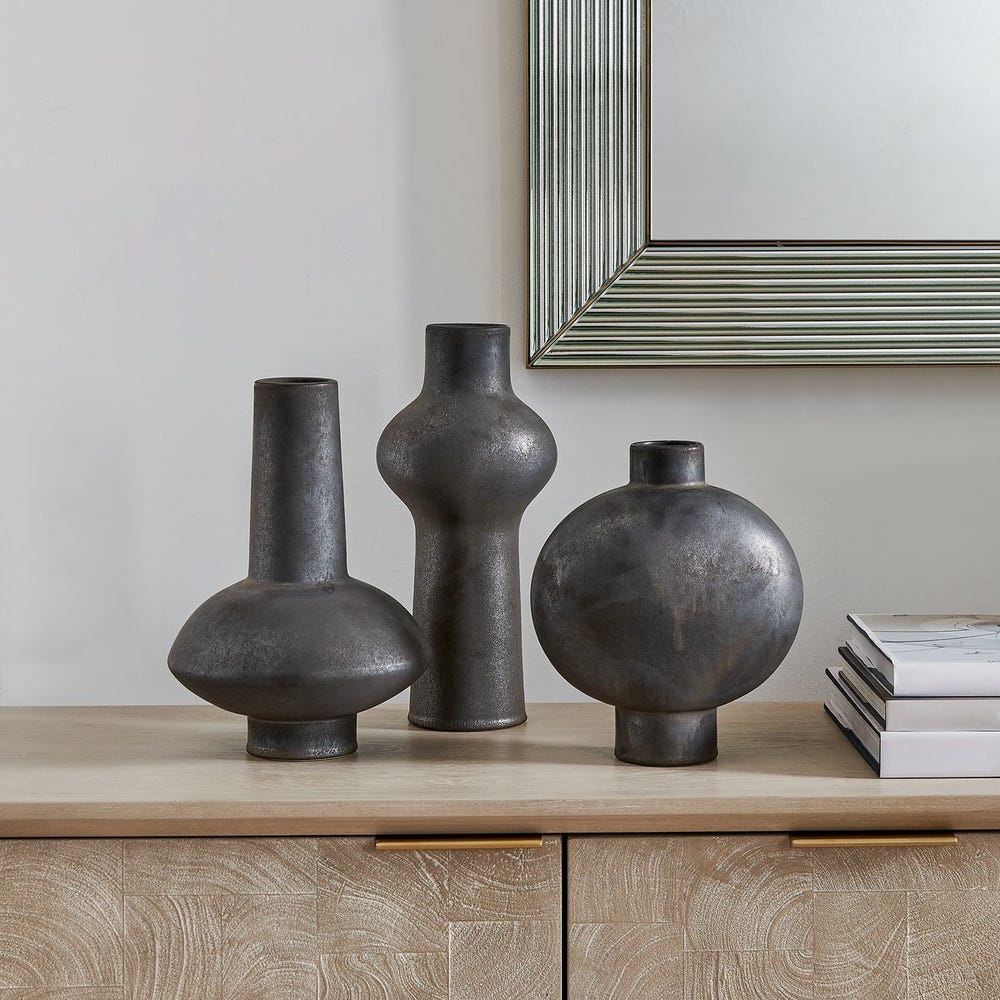 Charcoal Bloom Indoor-Outdoor Vases, S/3