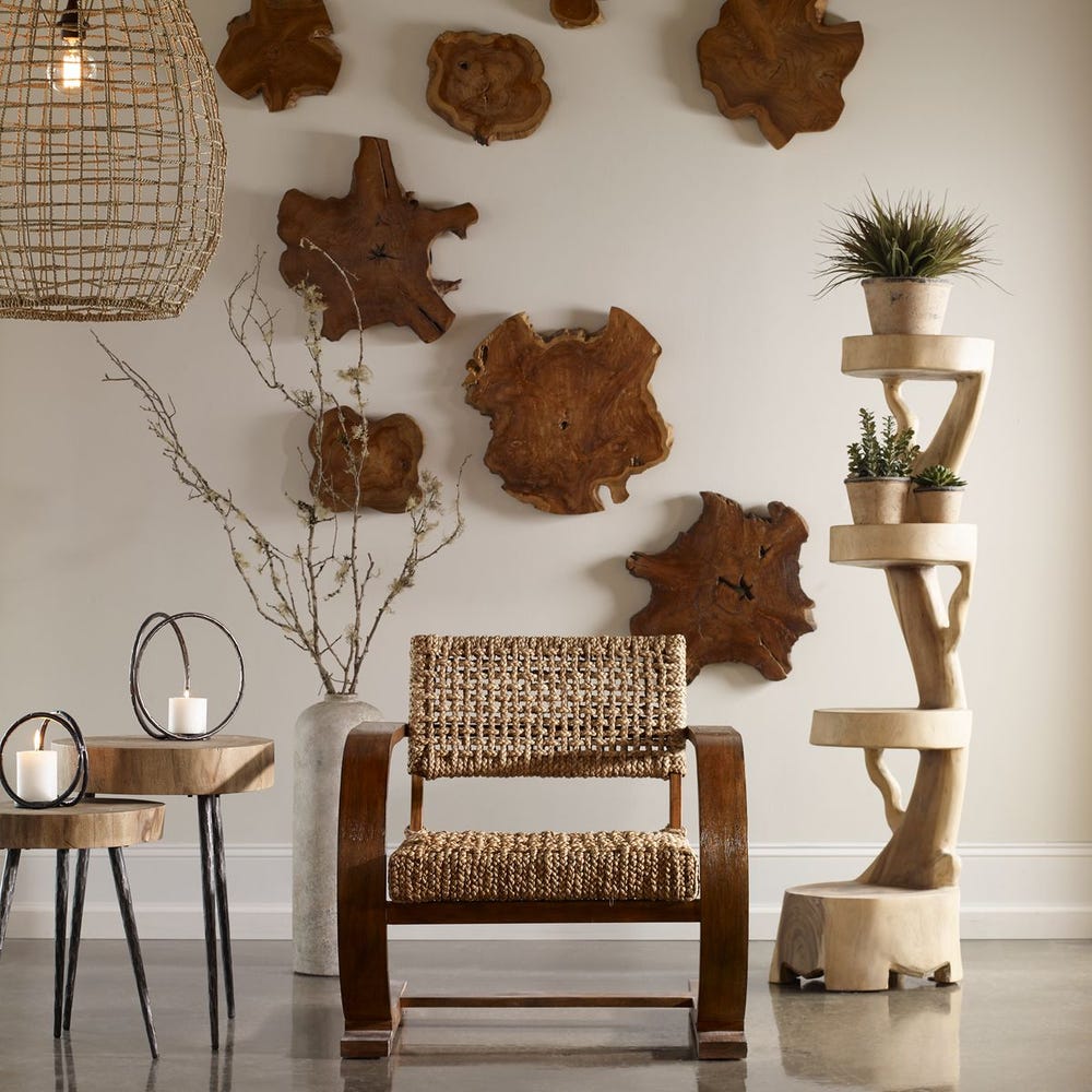 Kalani Indoor-Outdoor Wood Wall Decor, Natural, S/3