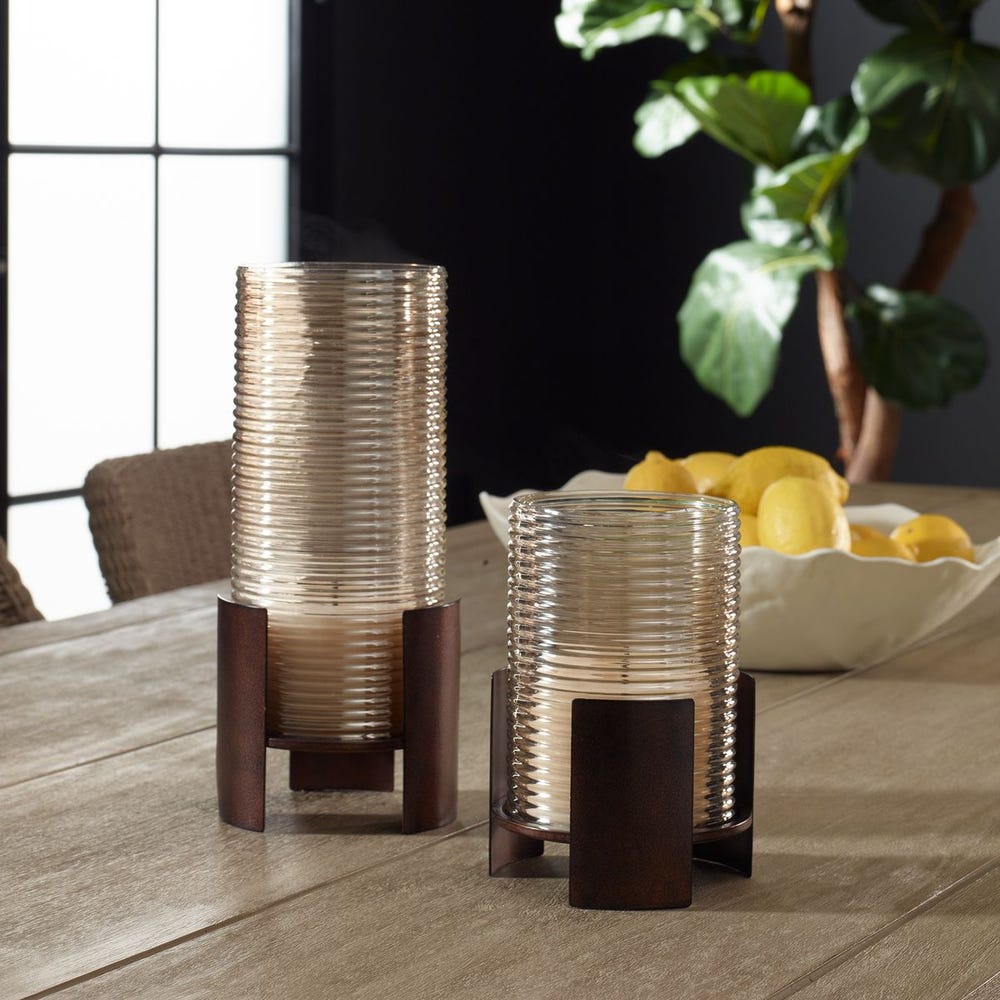 Fluted Fire Candleholders, S/2