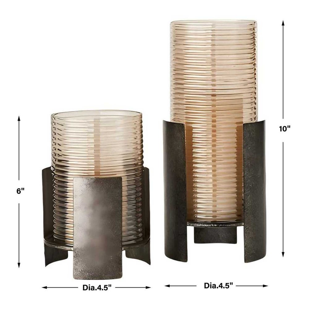 Fluted Fire Candleholders, S/2