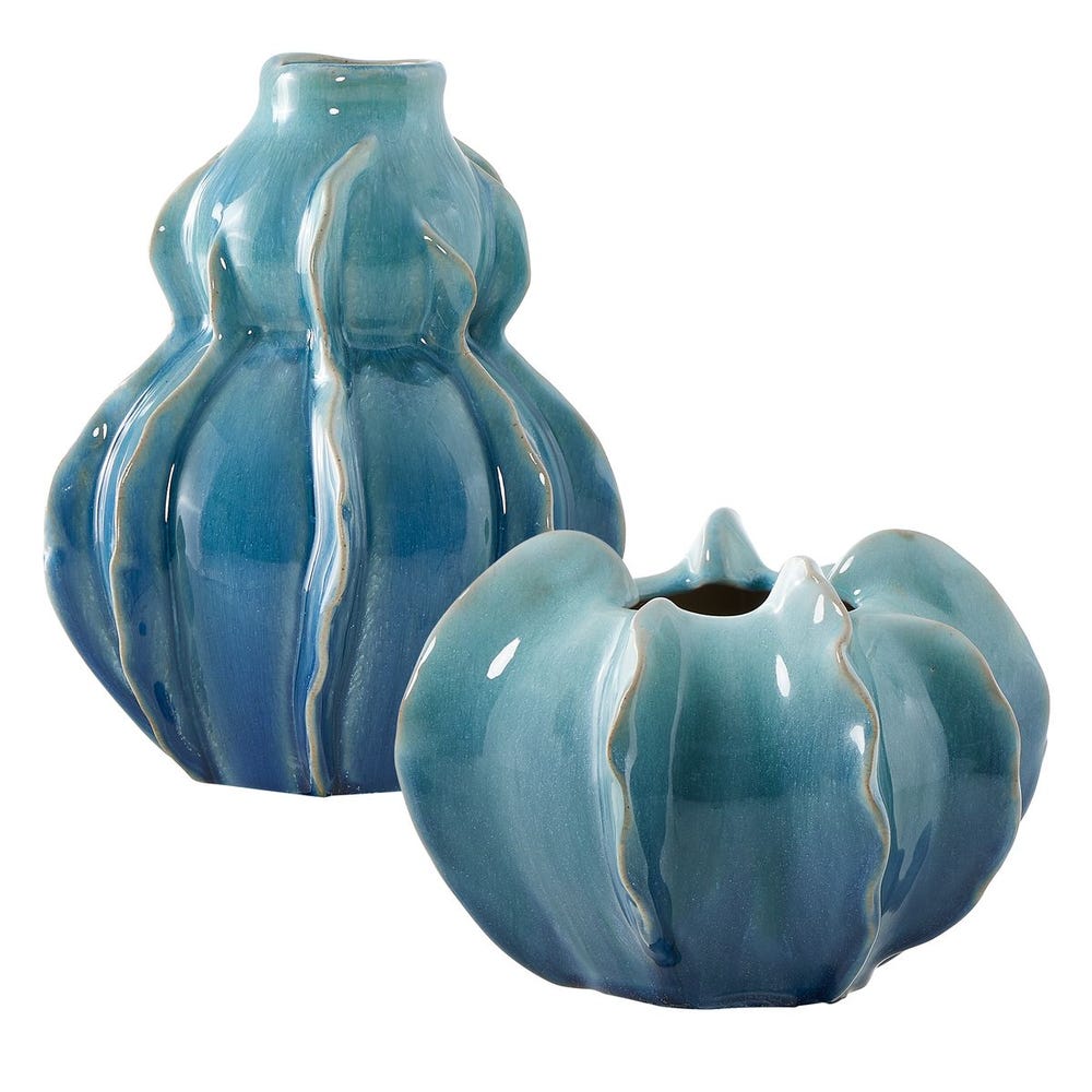 Ocean Wave Indoor-Outdoor Vases, S/2