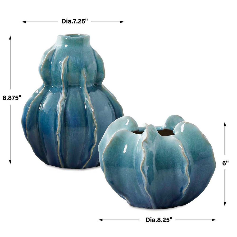 Ocean Wave Indoor-Outdoor Vases, S/2