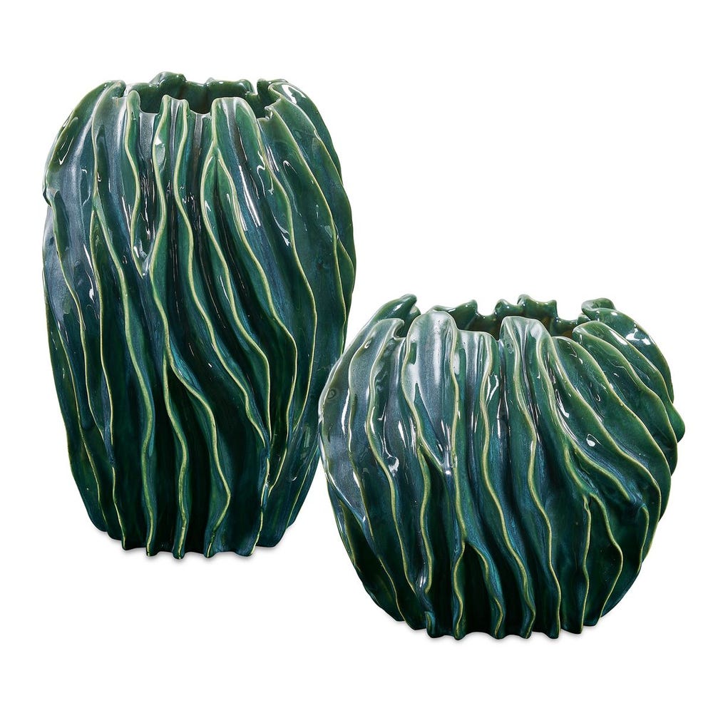 Veridian Ridge Indoor-Outdoor Vases, S/2