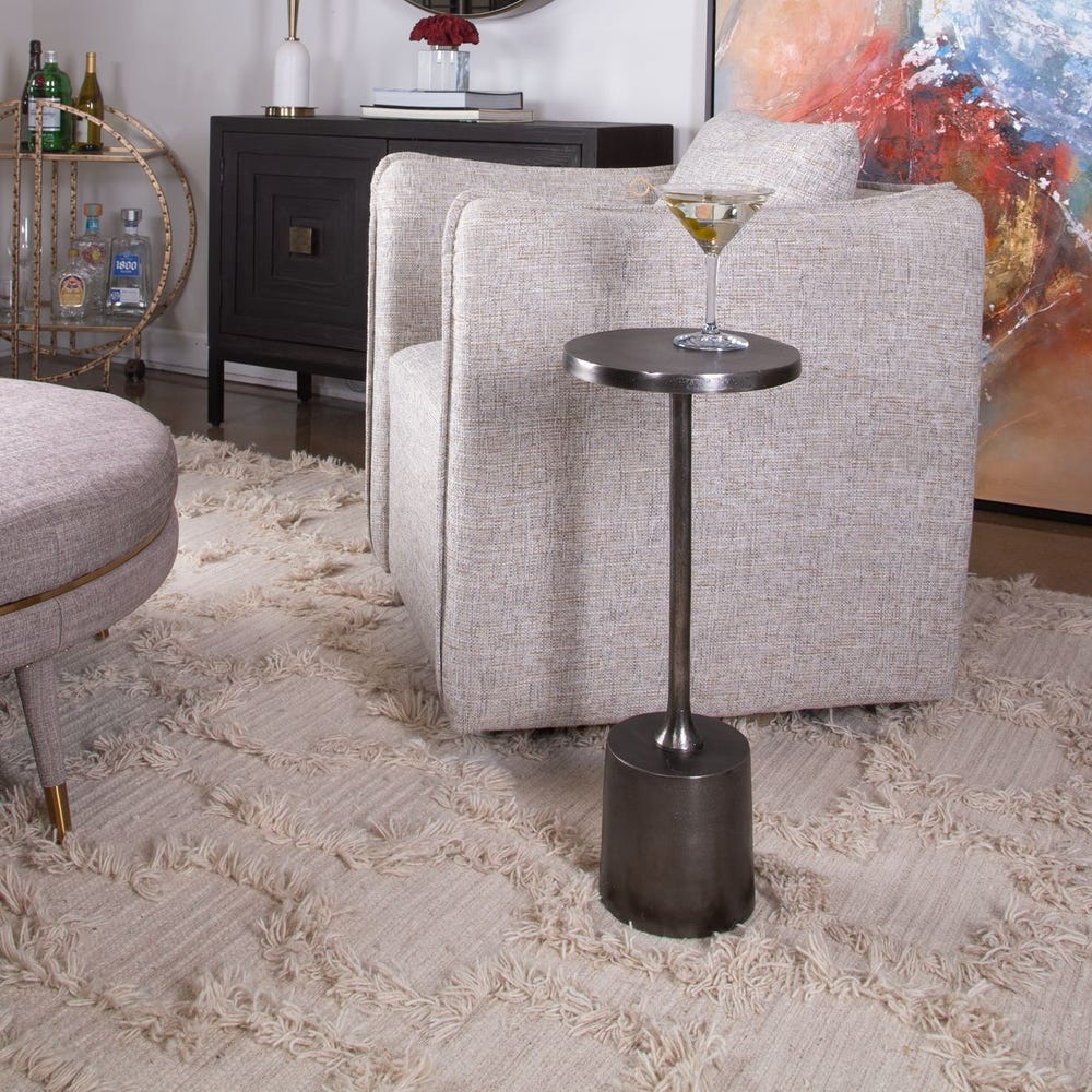 Sanaga Indoor-Outdoor Drink Table, Nickel