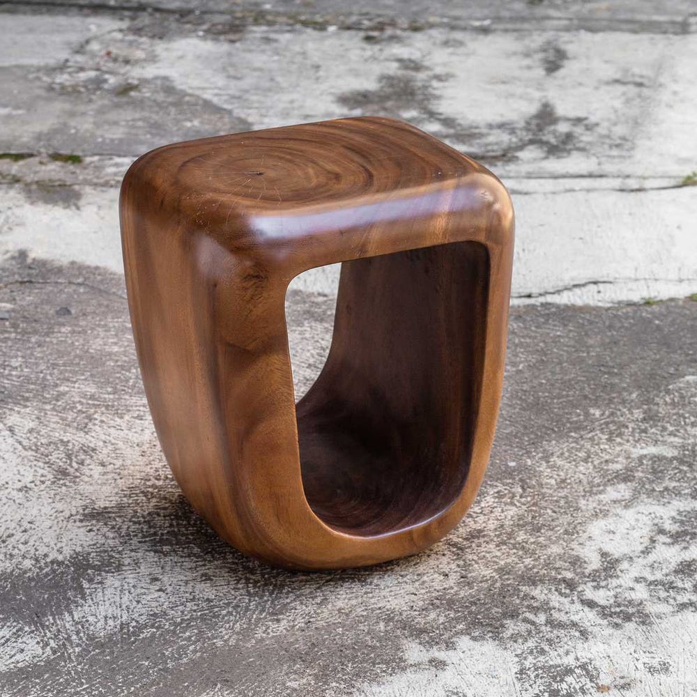 Loophole Accent Stool, Natural Wash
