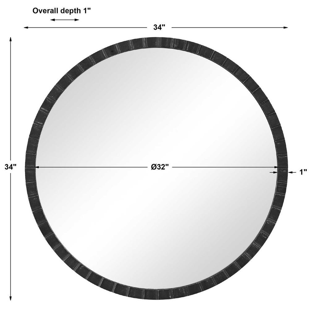 Dandridge Round Mirror, Black