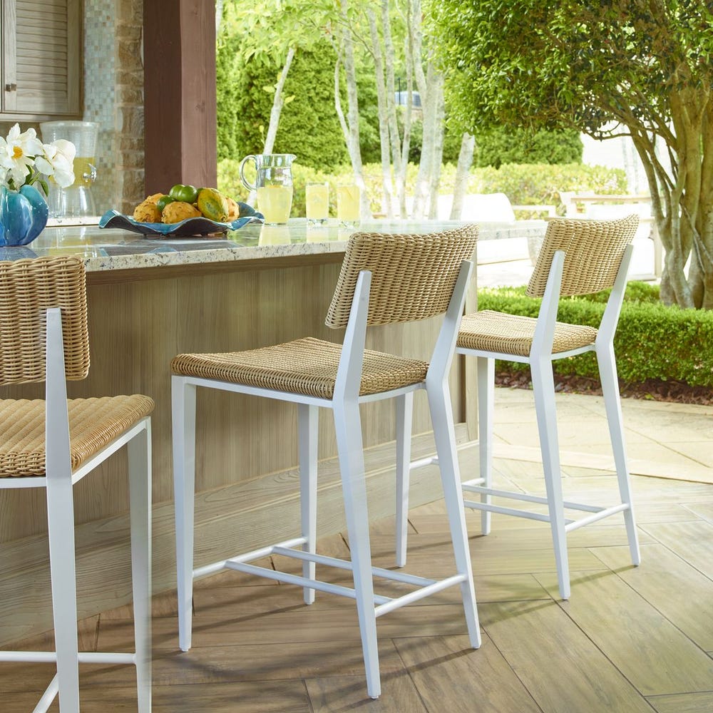 Calbas Outdoor Bar Stool, White