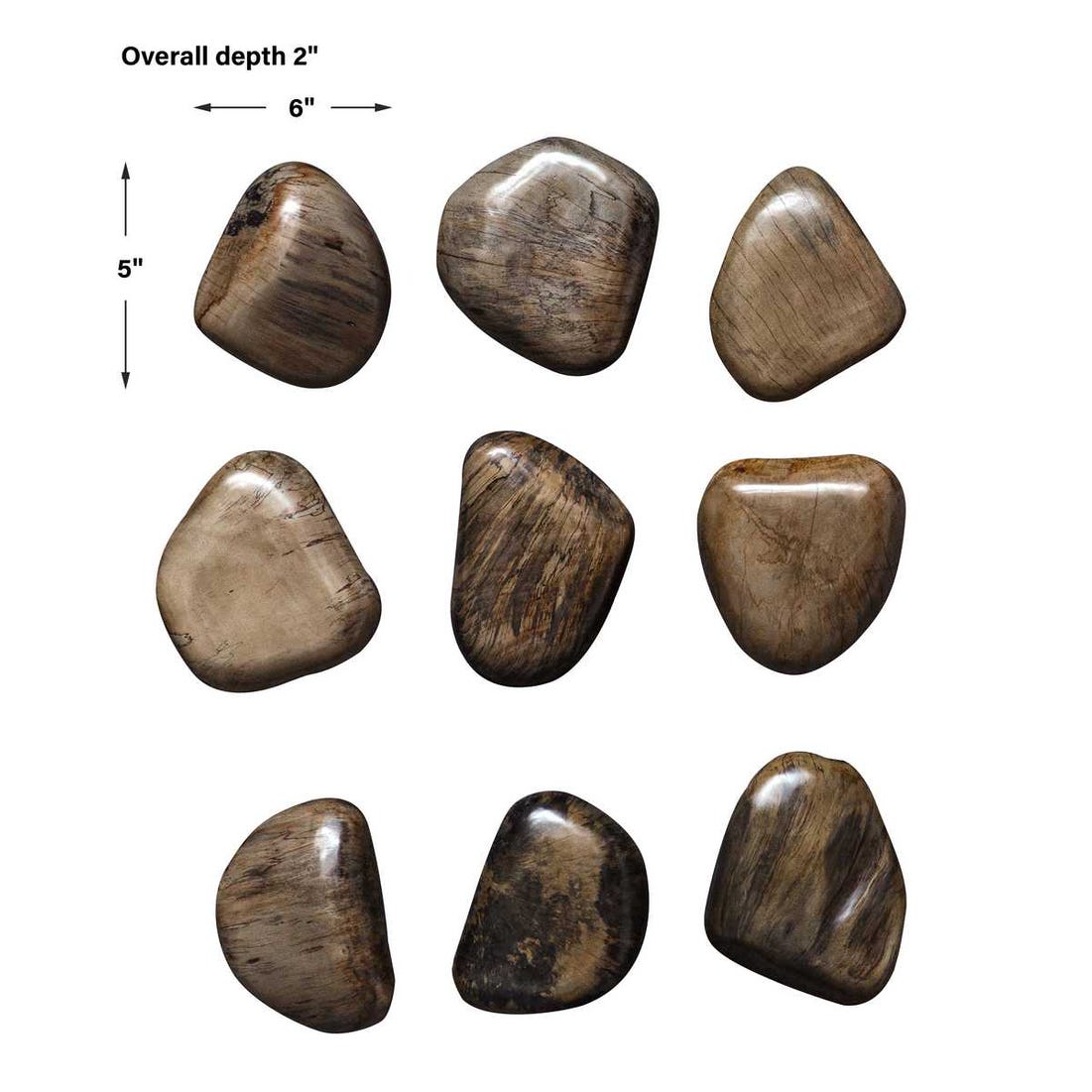 Pebbles Wood Wall Decor, Walnut, S/9