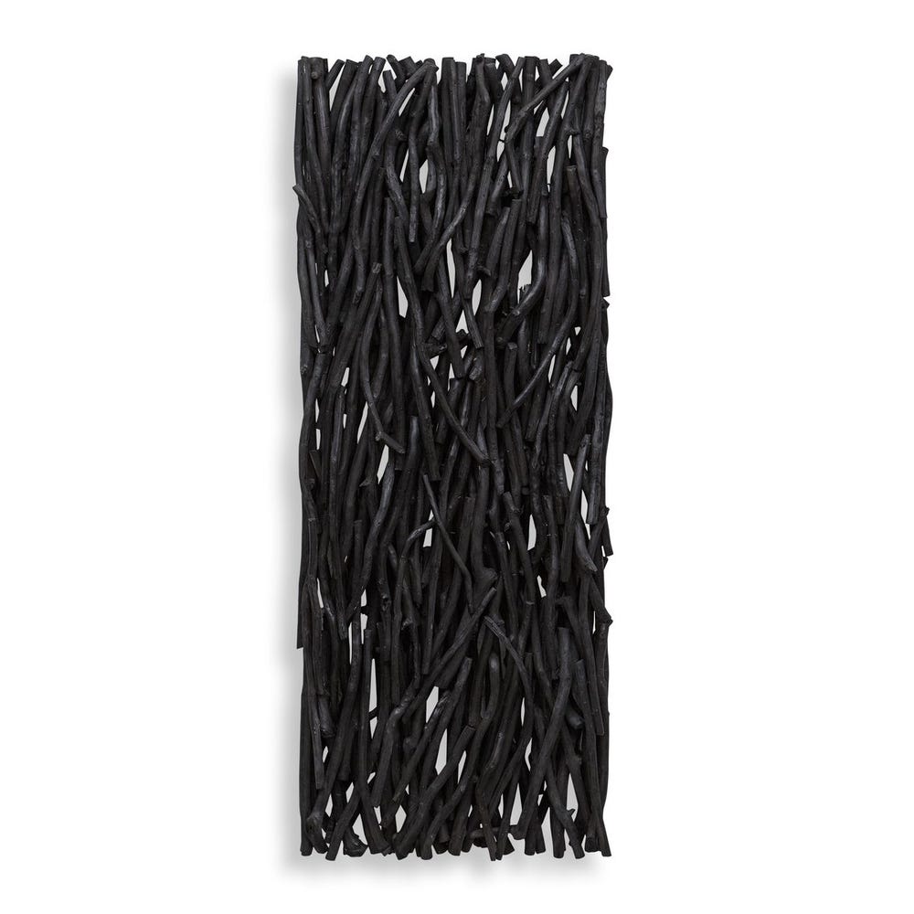 Gathered Teak Wood Wall Decor, Black