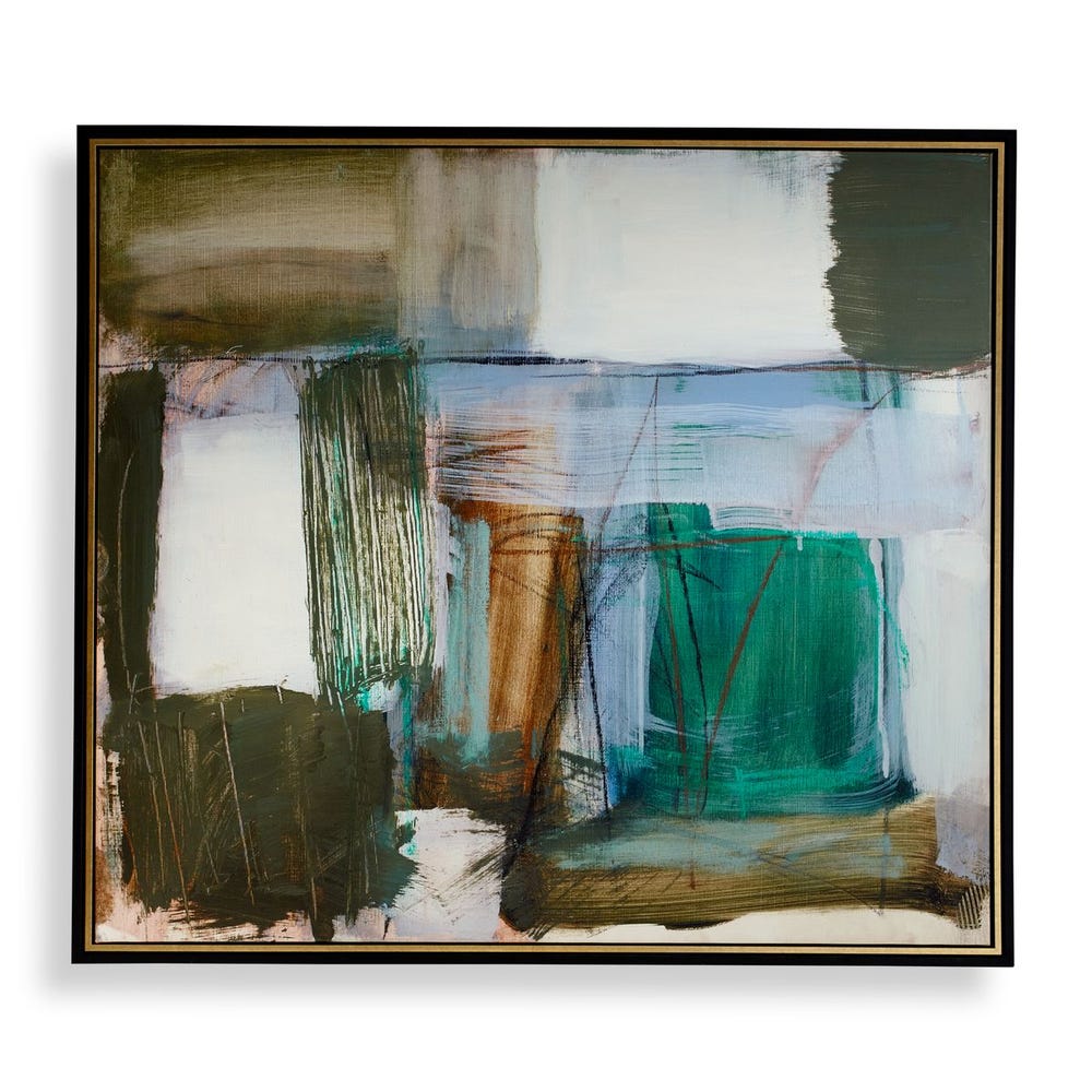 Green Fields Framed Canvas