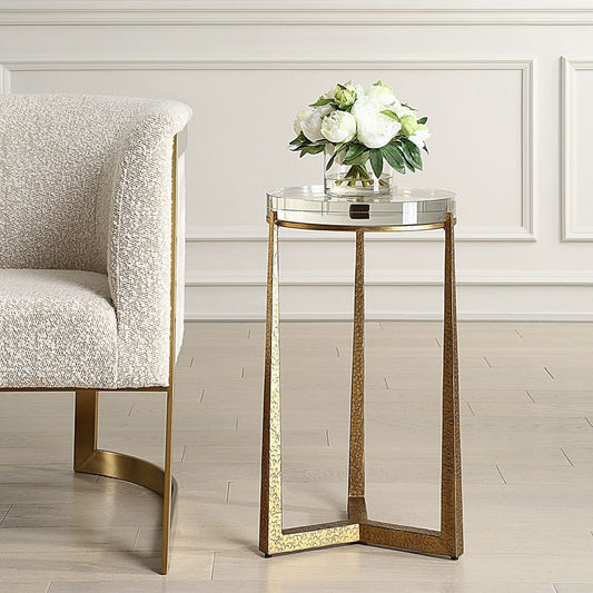 Midas Round Accent Table, Gold