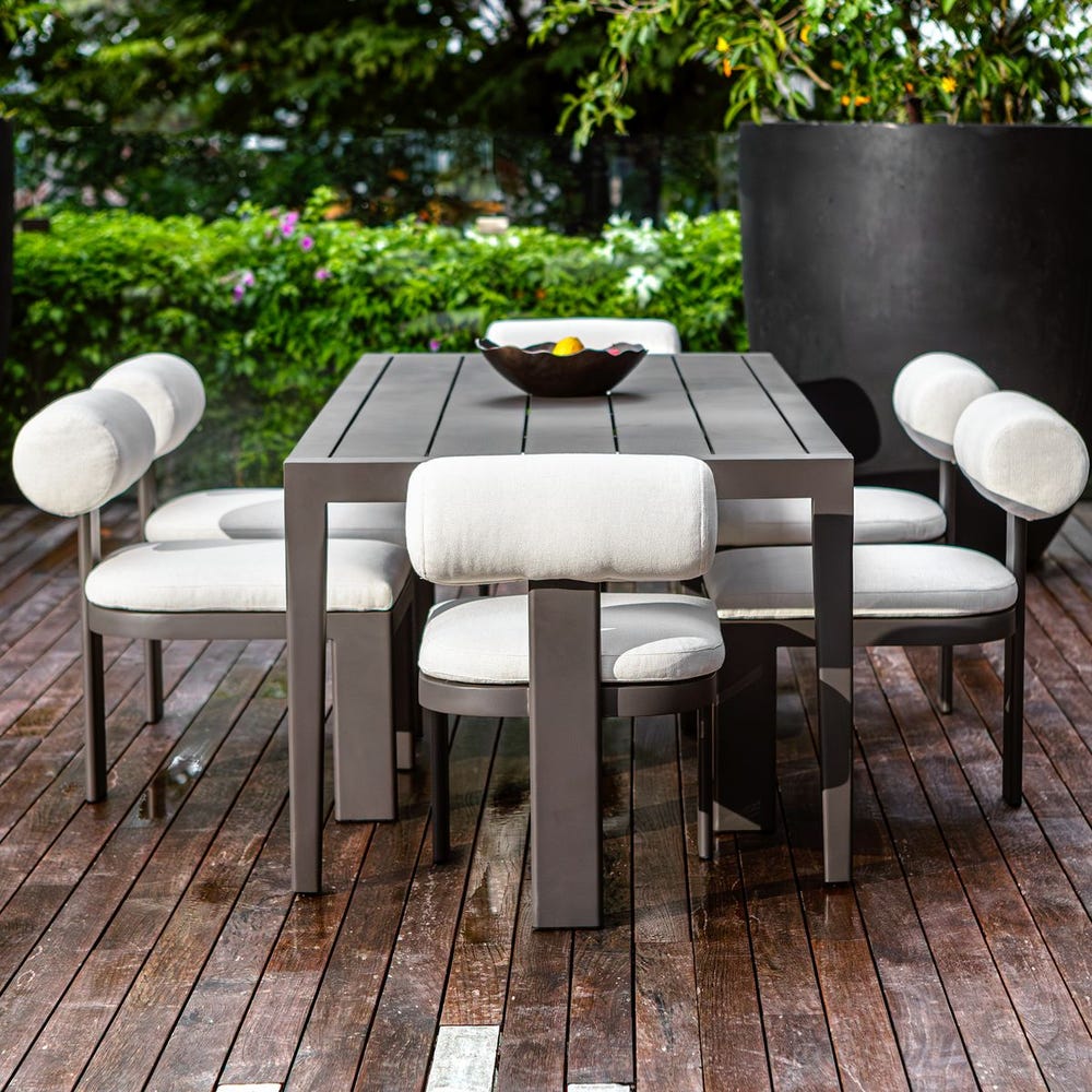 Bolster Back Outdoor Dining Chair, Oyster