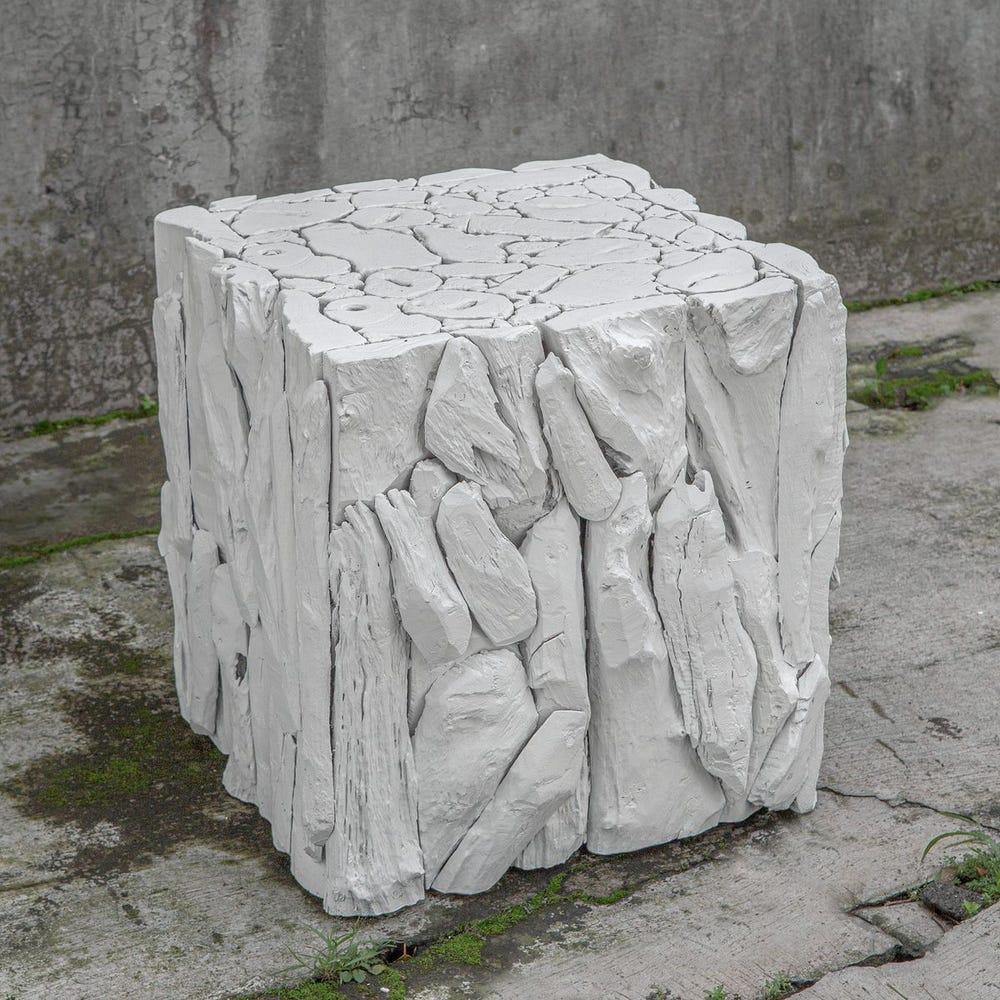 Teak Root Bunching Cube, White