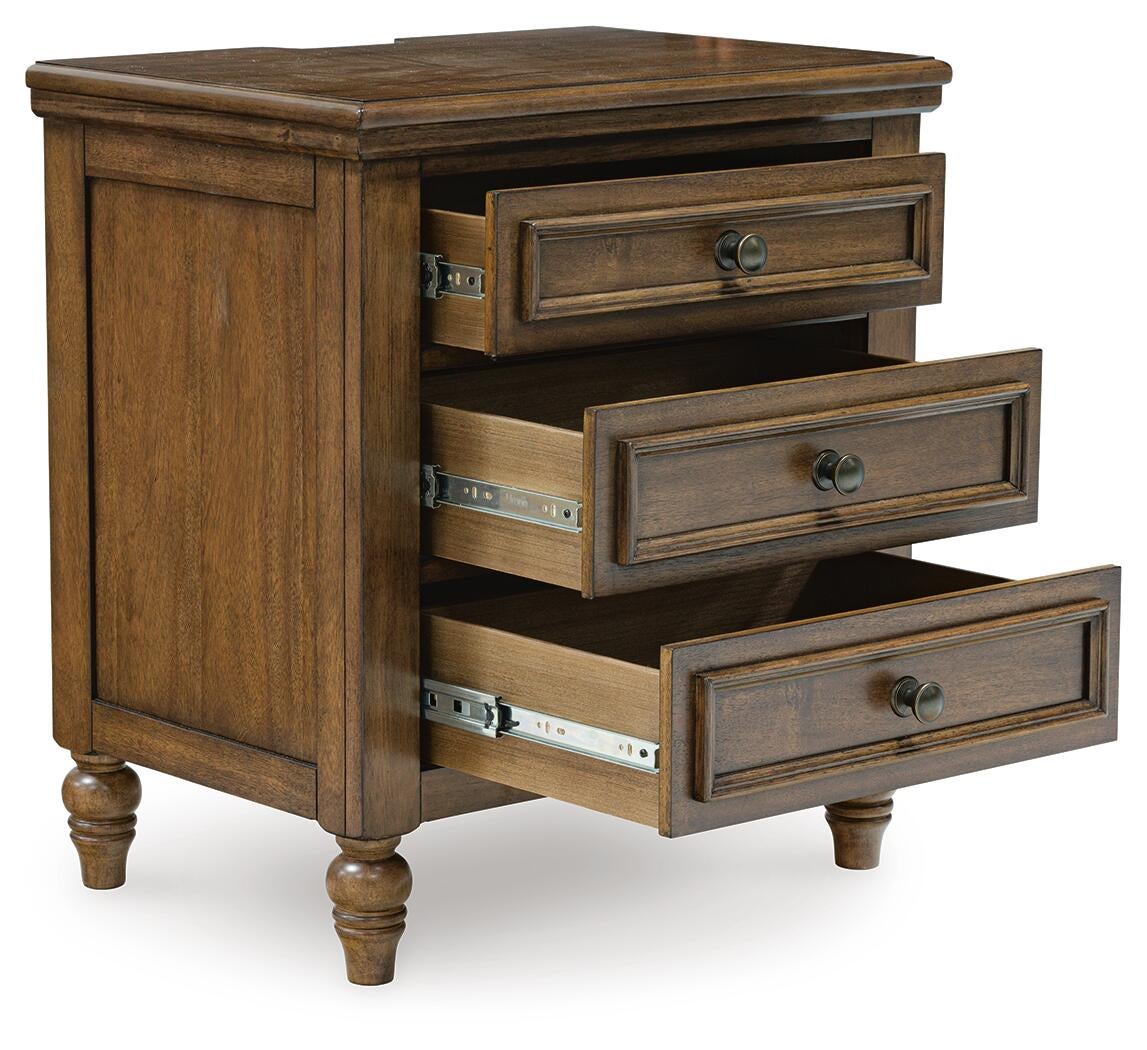 Sturlayne Queen Upholstered Panel Bed, Dresser, Mirror and Nightstand
