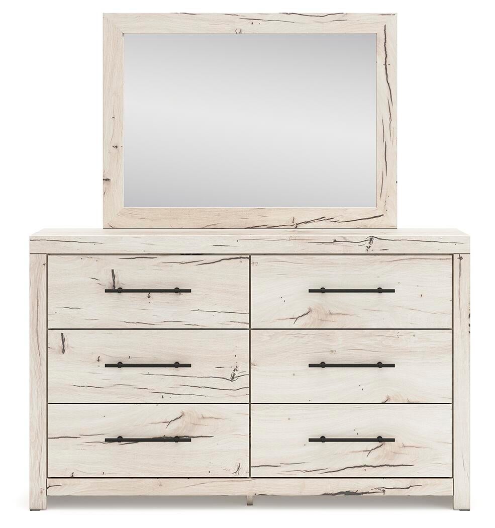 Lawroy Queen Panel Bed with Storage, Dresser, Mirror and Nightstand