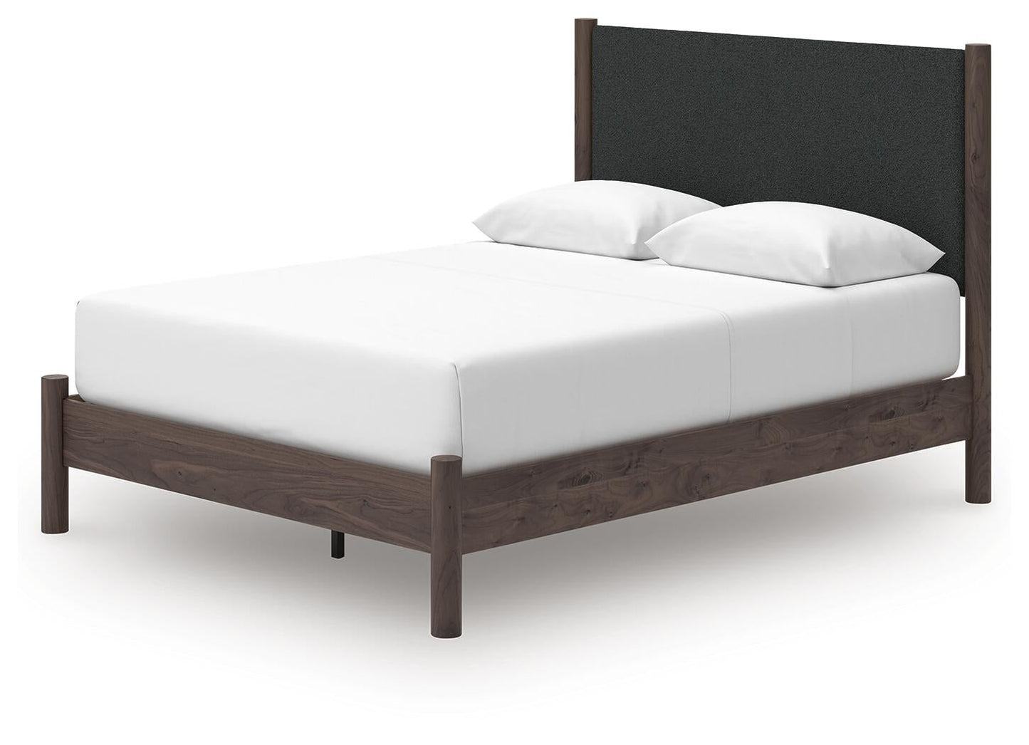 Pamytta Queen Upholstered Panel Platform Bed, Dresser and Mirror