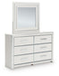 Zuraleus Queen Upholstered Panel Bed, Dresser, Mirror, Chest and Nightstand
