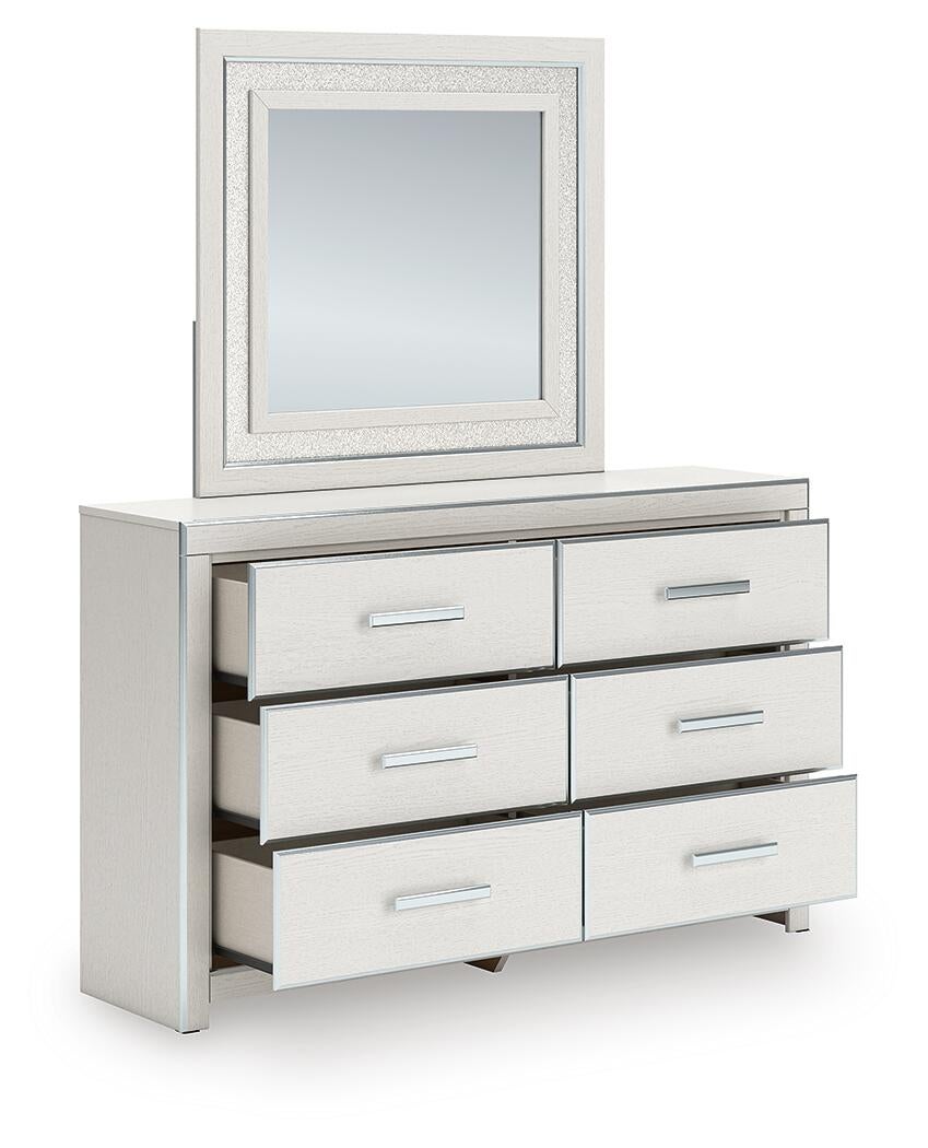 Zuraleus Queen Upholstered Panel Bed, Dresser, Mirror and Nightstand