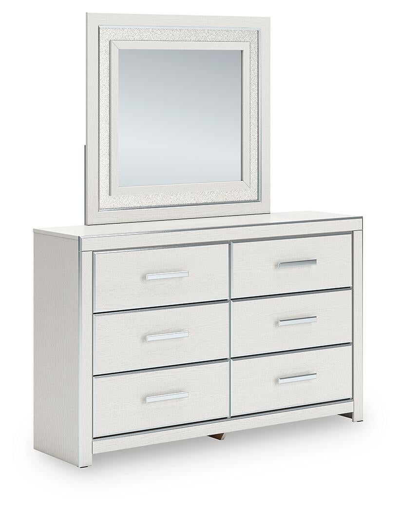 Zuraleus King Upholstered Panel Platform Storage Bed, Dresser, Mirror and Nightstand