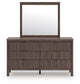 Pamytta Twin Upholstered Panel Bed, Dresser, Mirror and Nightstand