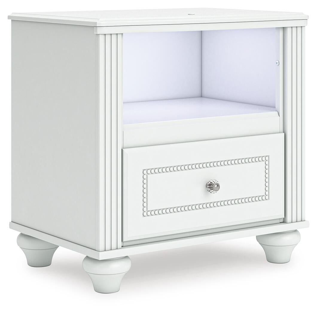Kozlani Twin Upholstered Panel Bed, Dresser, Mirror and Nightstand