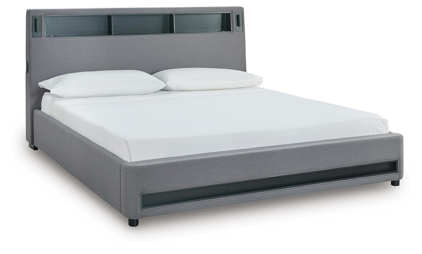 Cayberry King Upholstered Bed with Wireless Audio