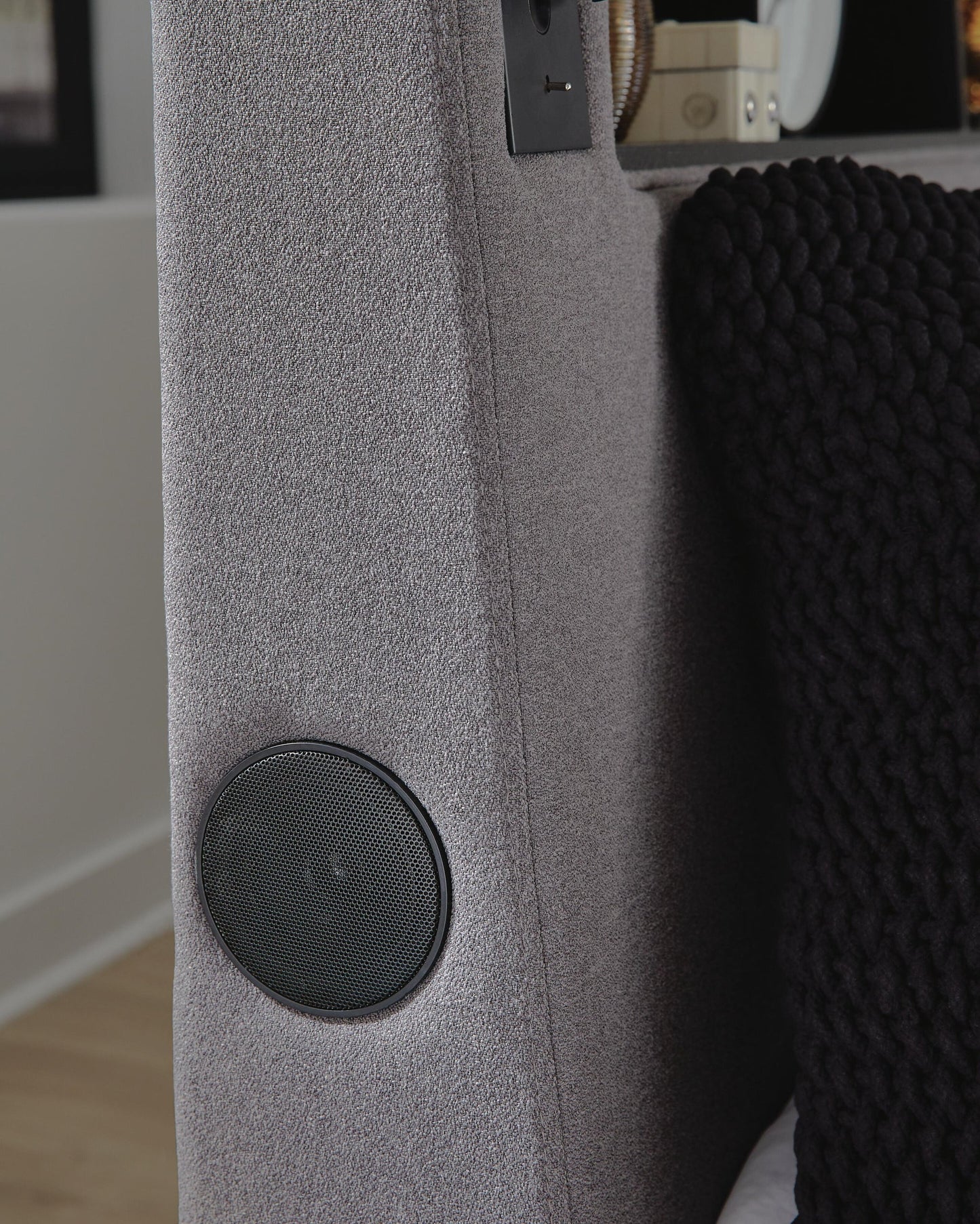 Cayberry King Upholstered Bed with Wireless Audio