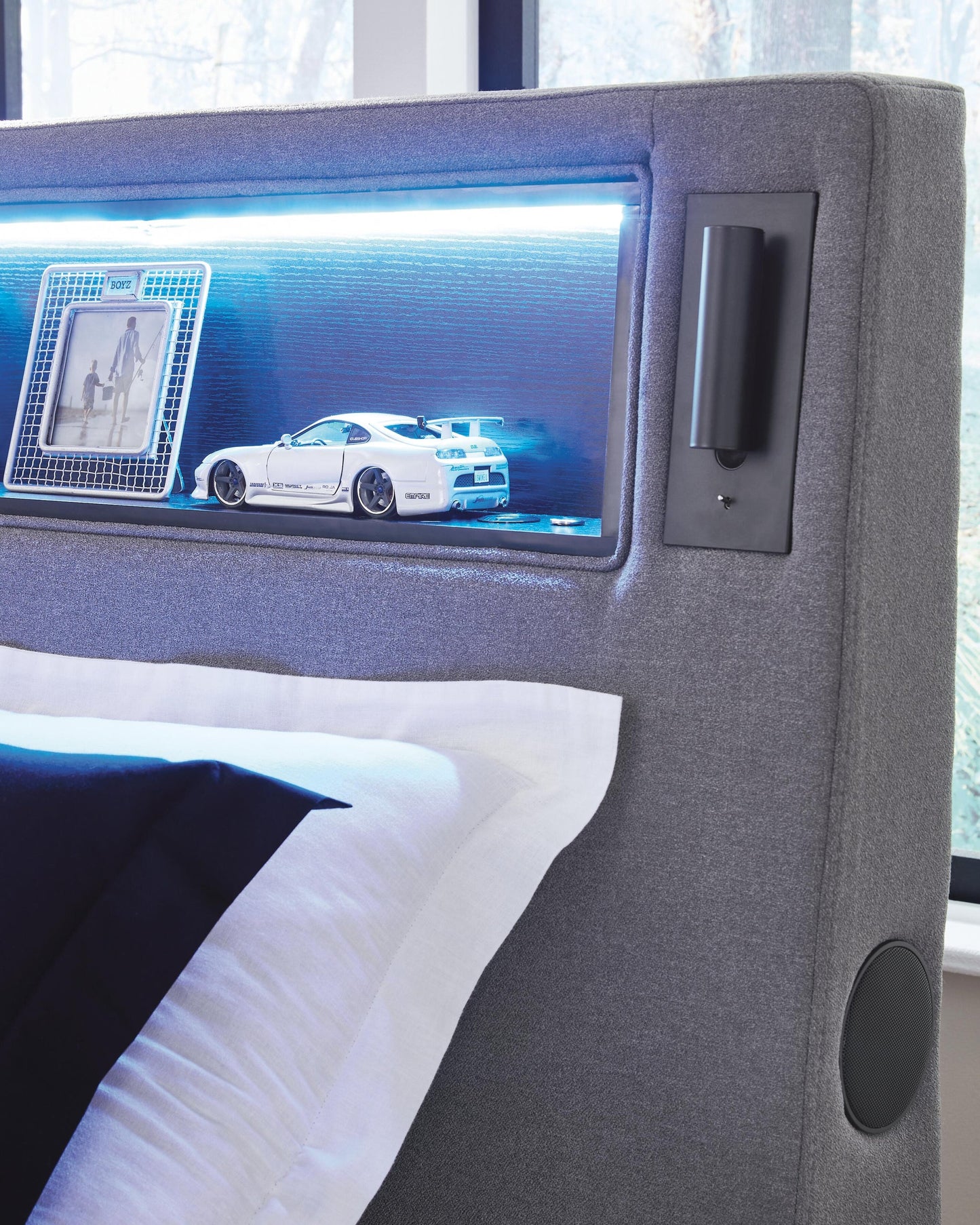 Cayberry Twin Upholstered Bed with Wireless Audio